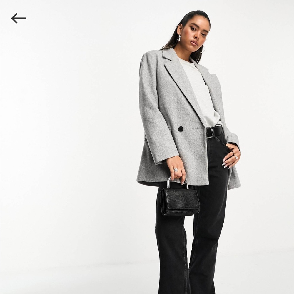 ASOS DESIGN double breasted blazer coat in gray Size US0